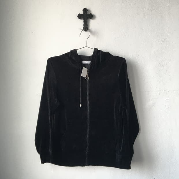 Velvet hood zip up