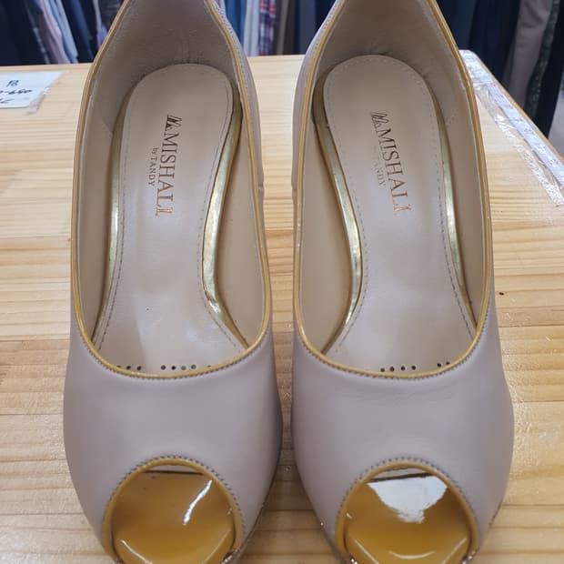 ​[220] 미쉘 바이 탠디 베이지 골드 오픈토 가보시 힐 9.5cm