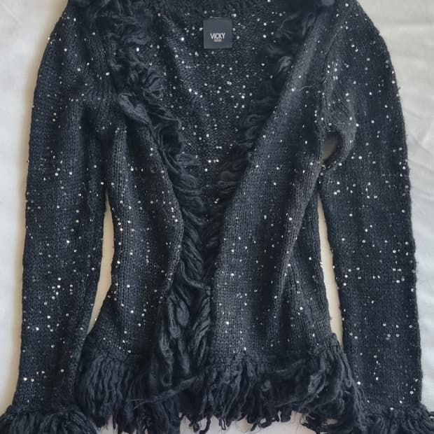 빈티지 긱시크 펑크 갸루 글리터 가디건