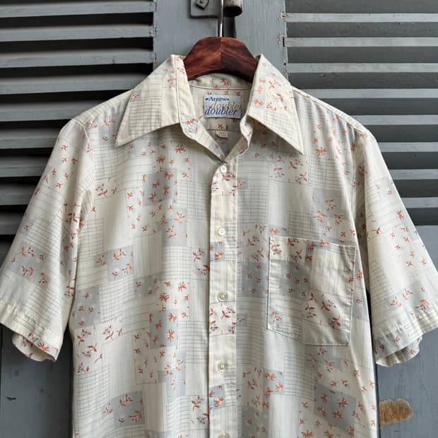 [M]80's USA 빈티지 패치워크 패턴 셔츠