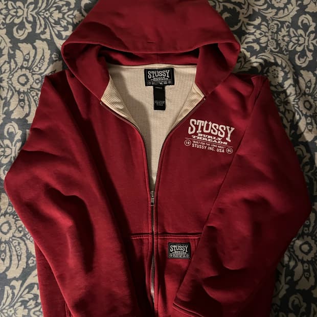 스투시 벌리스레드 후드집업 버건디-s