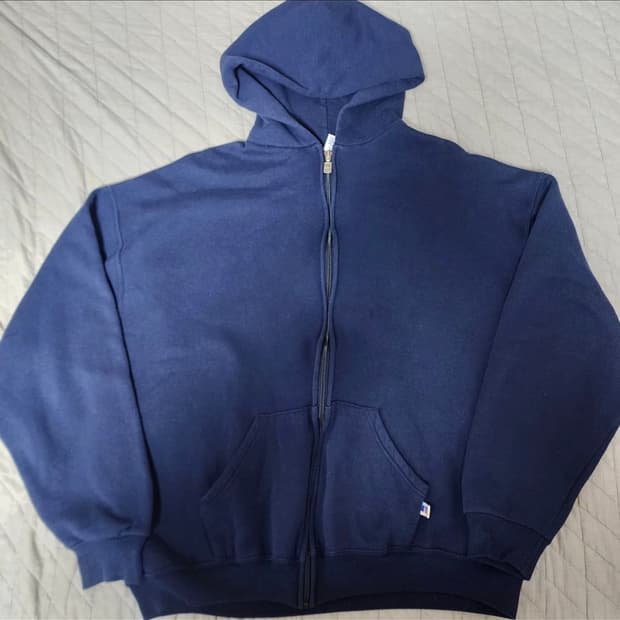 90s 러셀 애슬래틱 네이비 후드집업 XL