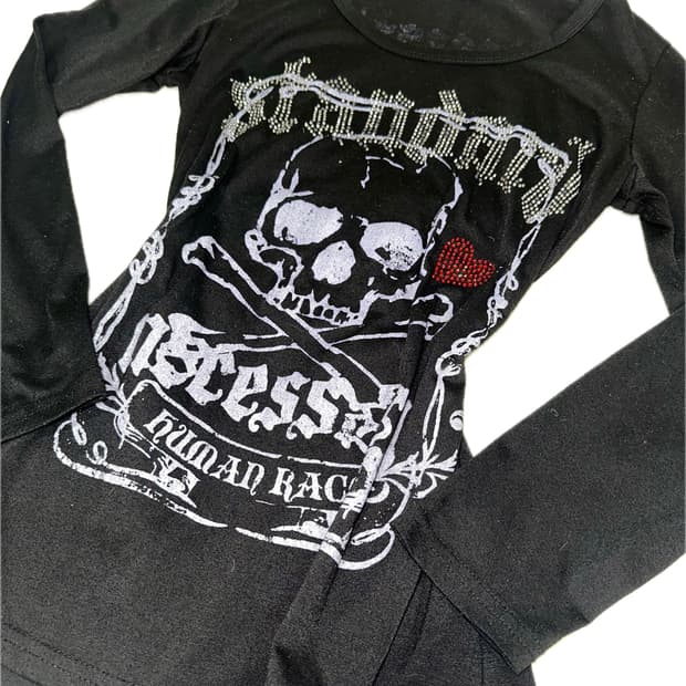 오네갸루 펑크 해골 롱슬리브 긴팔티