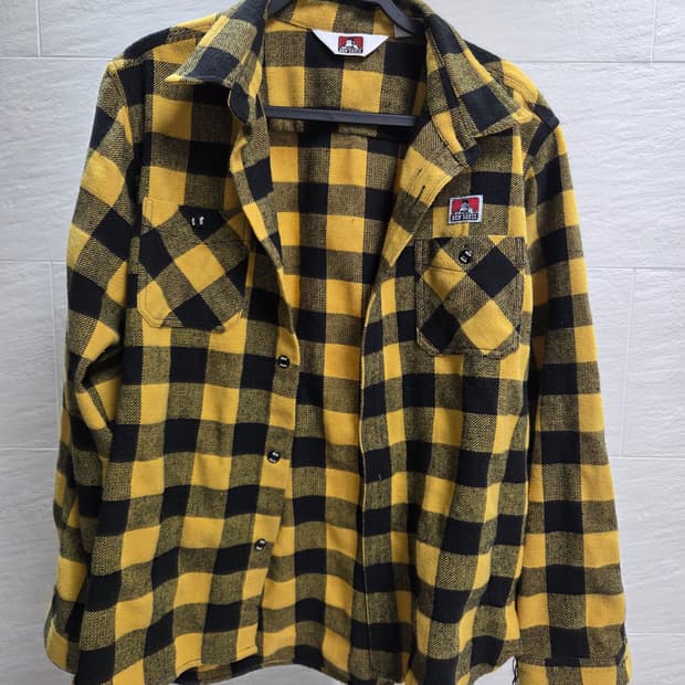 벤 데이비스 플란넬 체크 셔츠(옐로우/블랙, L)