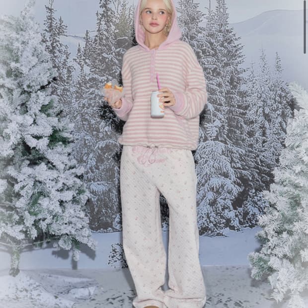 드라이로즈 플라워 퀄팅 팬츠