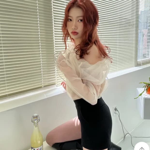 oao studio 오간자 시스루 블라우스 (베이지)