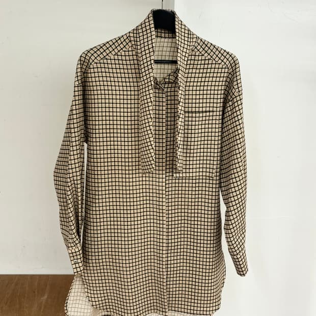 더 일마 체크 패턴 루즈핏 셔츠