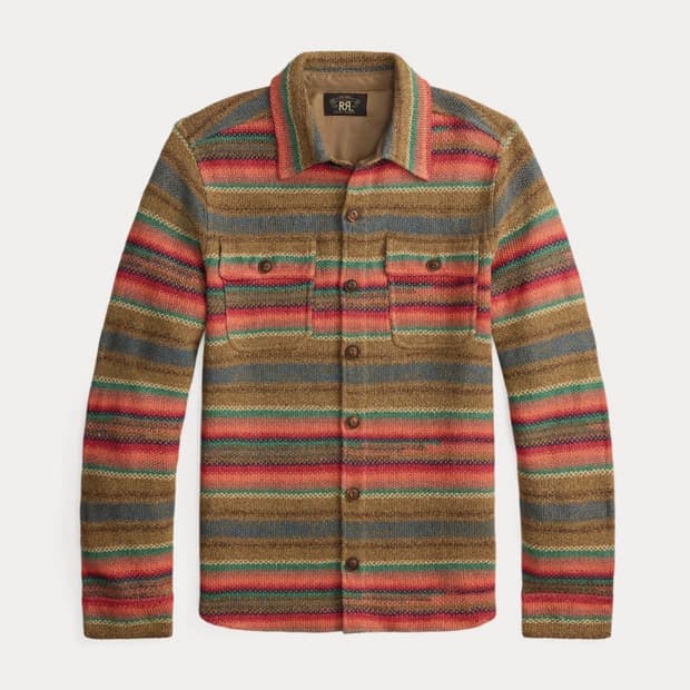 Rrl 더블알엘 스트라이프 리넨 실크 워크셔츠
