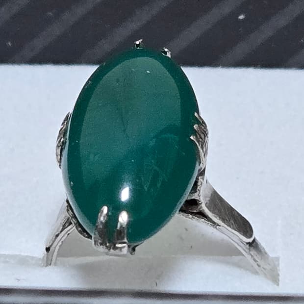 빈티지 실버 그린 오벌 스톤 링
vintage silver 11호