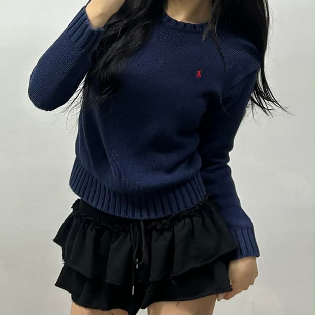 폴로 랄프로렌 네이비 걸즈 코튼 크루넥 니트(M)