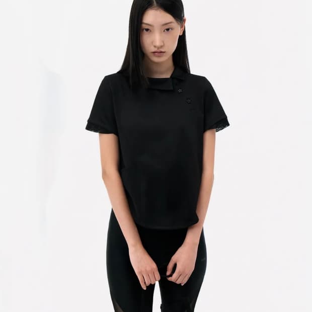 Side Neck Collar T / Black