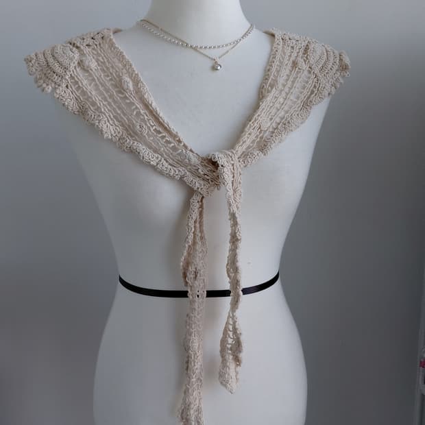 [빈티지] 아이보리색 뜨개 케이프 숄