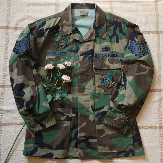90 년대 미군 오리지널 카모 셔츠자켓 BDU 미디움 숏