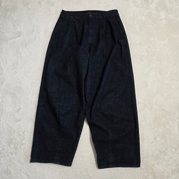 (30)비슬로우 와이드 벌룬 셀비지 데님 팬츠