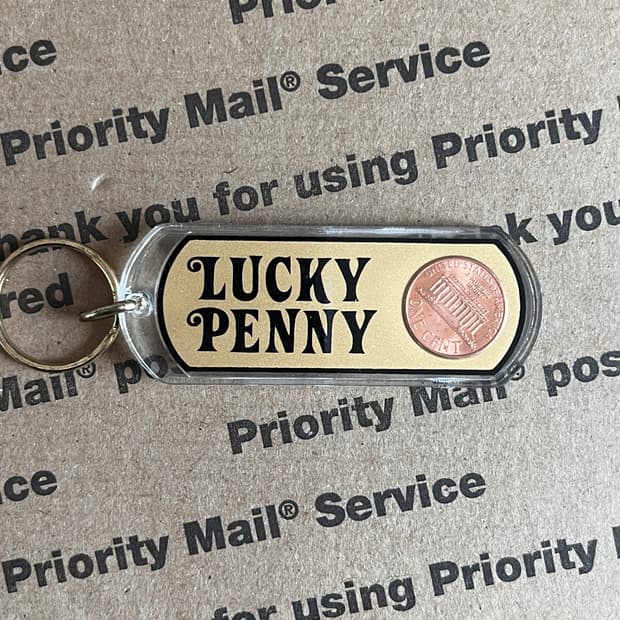 90s vtg Lucky Penny Keyring