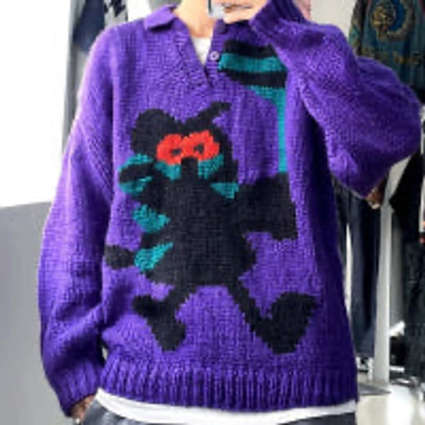 Desprit (데스프릿) 90‘s 픽셀 아트 퍼플 knit