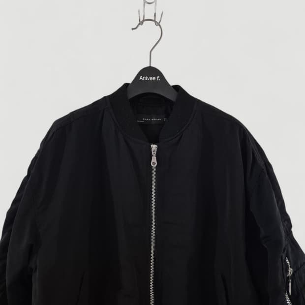 [55]자라 블랙 숏 항공점퍼 크롭 여성용