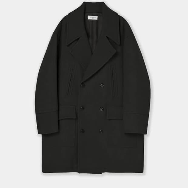 애프터프레이 셔먼 더블 피코트 블랙 M