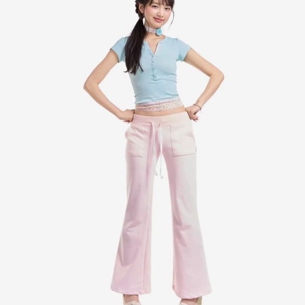 포어링 레이스 밴딩 팬츠