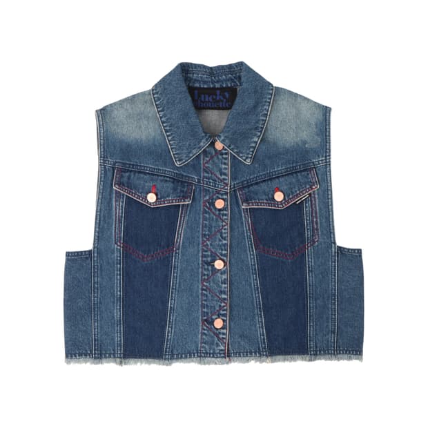 럭키슈에뜨 22fw 리빌드 데님 베스트