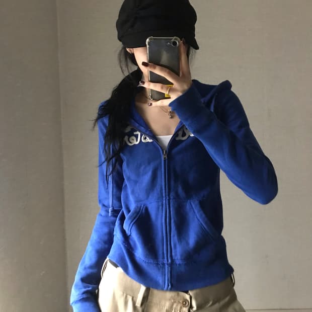 홀리스터 블루 슬림핏 후드집업