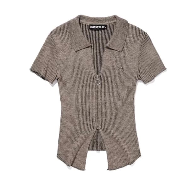 (W) 미스치프 니티드 투톤 셔츠 베이지 블랙