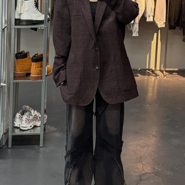 브룩스브라더스 헤리티지 캐시미어 혼방 체크 블레이저A2006