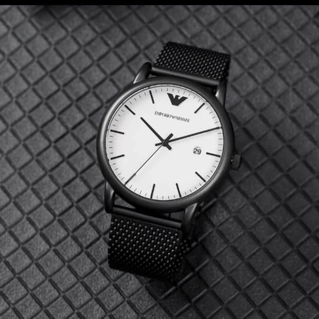 아르마니 슬림 블랙 메쉬시계 AR11046