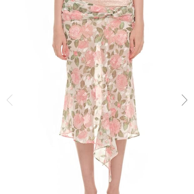 투머치택스 ROSE FLAIR MIDI SKIRT (PINK)