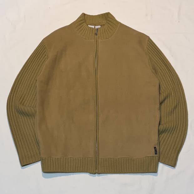 아르마니 익스체인지 니트 집업 자켓 베이지