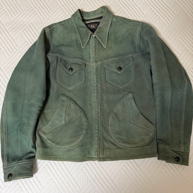 더블알엘 인디고 가죽 자켓