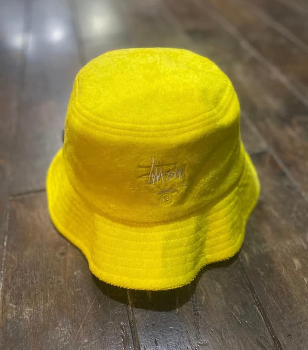 Stussy 스투시 옐로우 테리원단 버킷햇