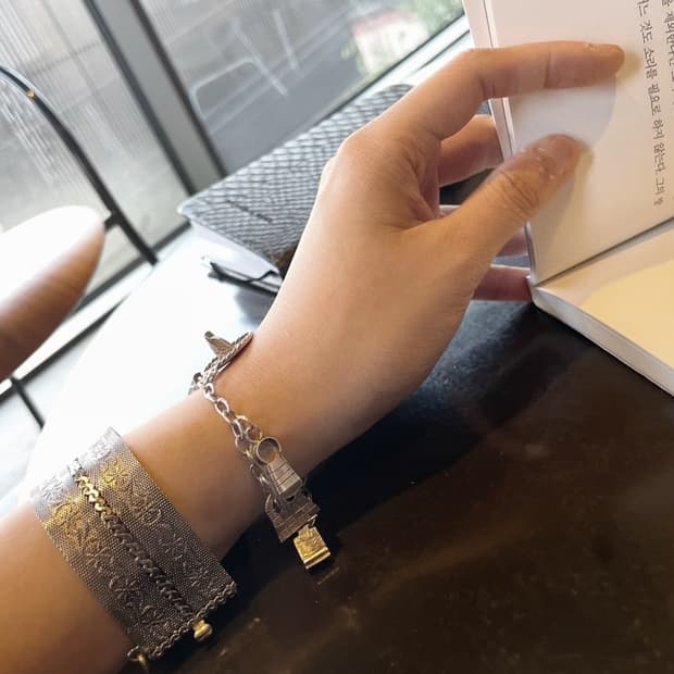 1980s 영국 빈티지 925 실버 체인 브레이슬릿