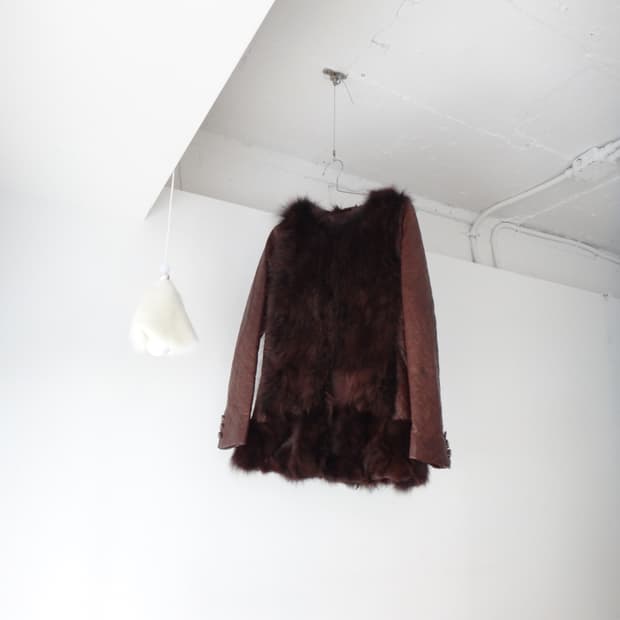 Dual cashmere fur leather jacket