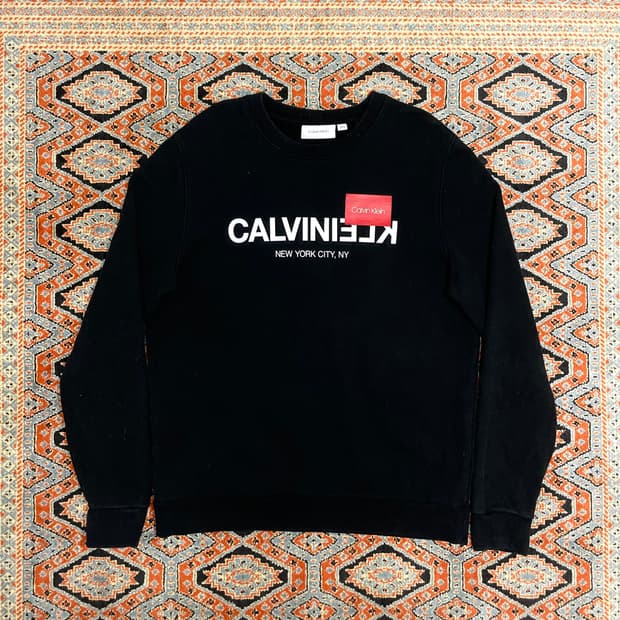 캘빈클라인 프린팅 블랙 쭈리 맨투맨 여성XL