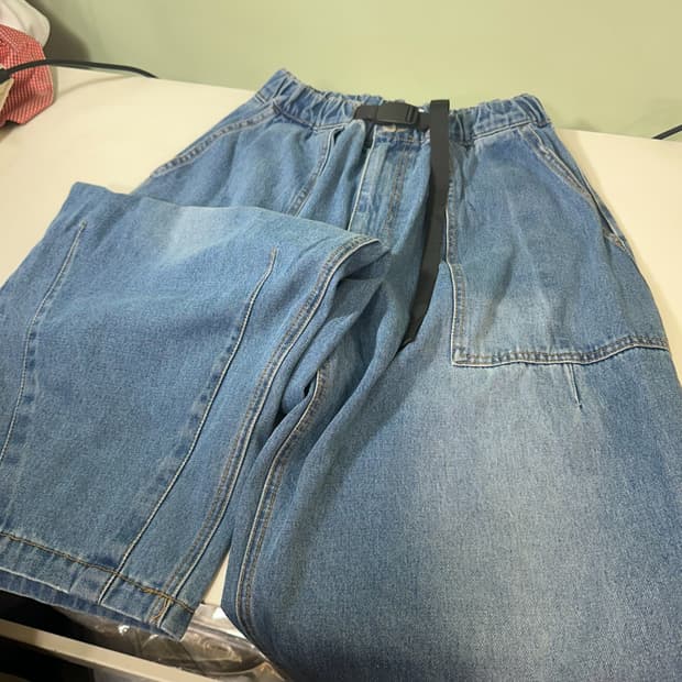 M 미니멀프로젝트 밴딩 밸크로 벌룬와이드핏 데님팬츠
