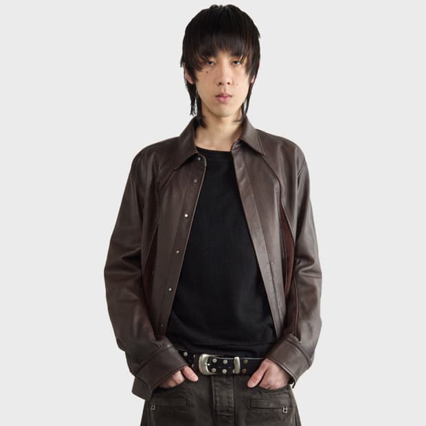 nvrfrgt 레더 롱슬리브 셔츠 자켓(브라운)