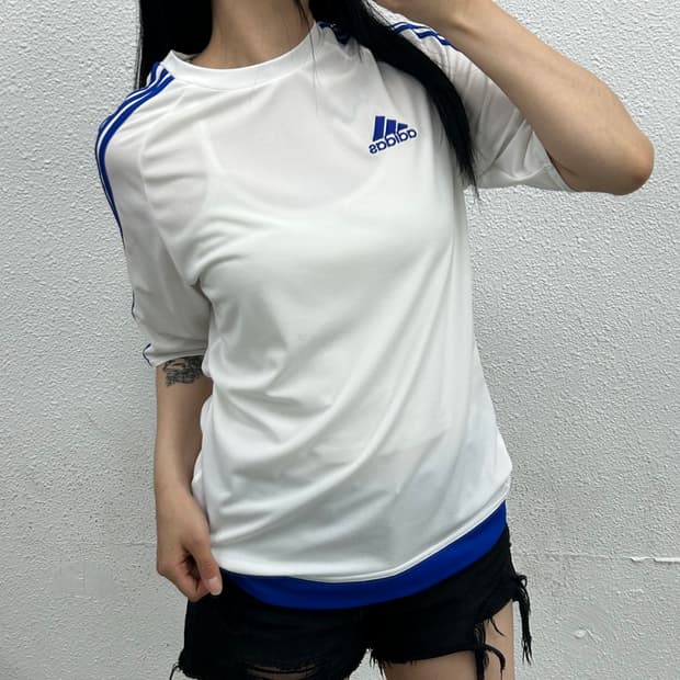 아디다스 블루라인 화이트 싸커티 L