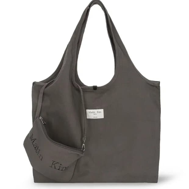 새상품 마뗑킴 크랙 로고 에코백 빅숄더백 보부상가방 차콜브라운 + 미니백