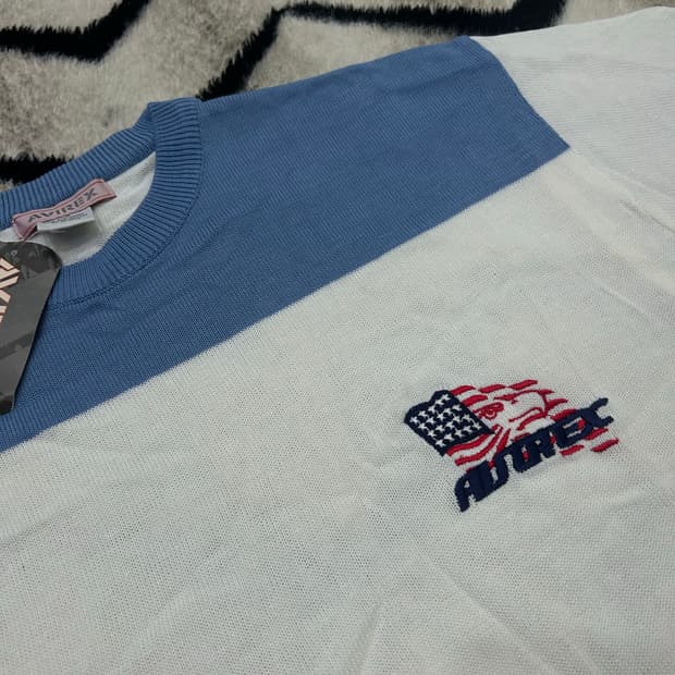 [2XL]아비렉스 반팔 니트/화이트블루