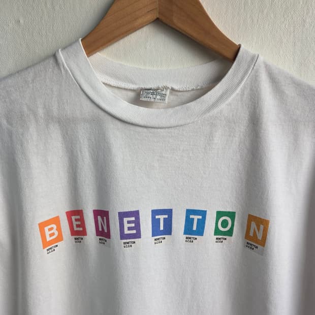 이태리제 베네통 컬러 로고 싱글스티치 빈티지 티셔츠 (80-90s)