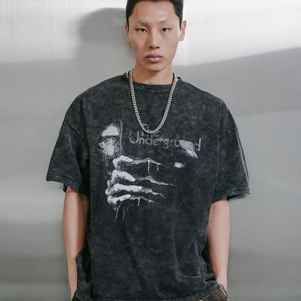 로어링라드 워시드 데미지 오버 티셔츠 블랙 L (M)