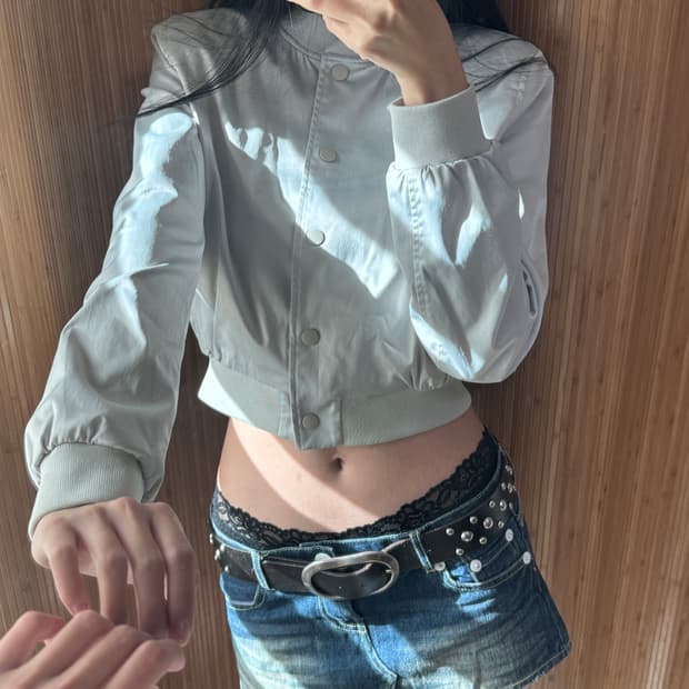 zara 여성 새틴 크롭 블루종