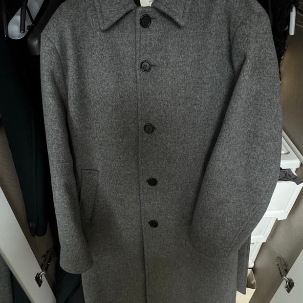 아모멘토 싱글 브레스티드 코트 그레이