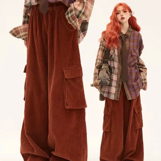 빈티지 모리걸 너드룩 코듀로이 바지