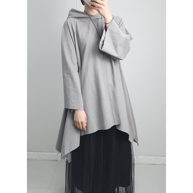 (BITTOKO)언발 후드 롱 탑