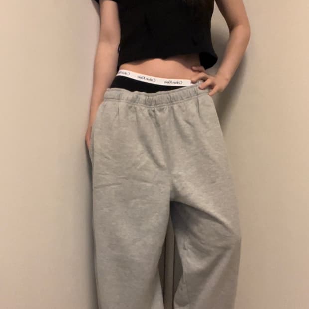 loose fit gray training pants