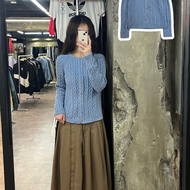 엘엘빈 꽈배기 가디건 스카이블루 S #csz2365