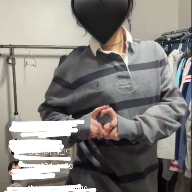 폴로 스트라이프 카라 롱슬리브 