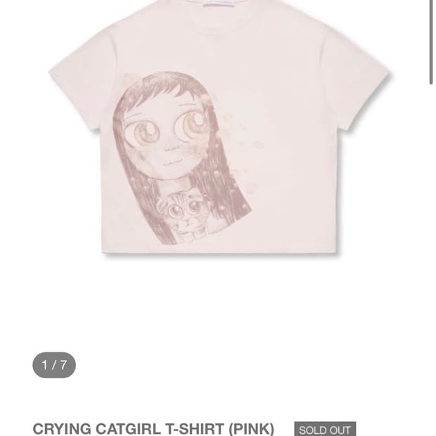 스튜디오 알로이 CRYING CATGIRL T-SHIRT (PINK)
